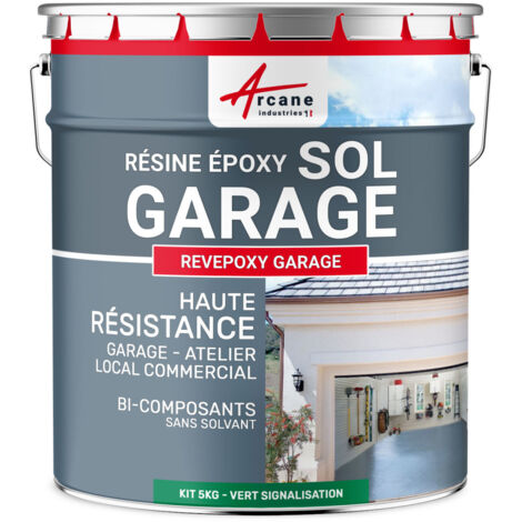 Arcane Industries – Peinture époxy pour sol de garage 5 kg – Vert signalisation RAL 6024 – Application facile sur béton et carrelage – Résistance chimique