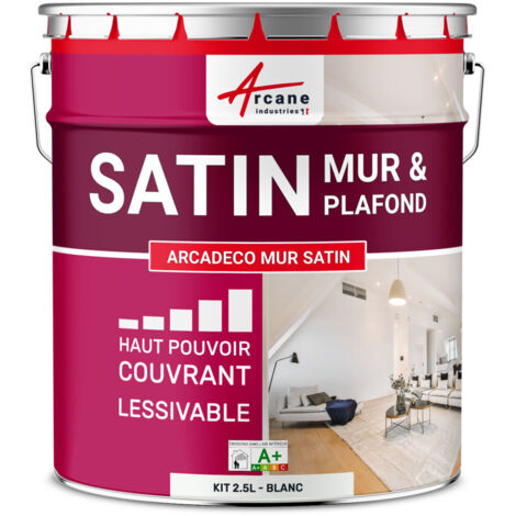Peinture murale satin velours blanche - 2.5 L Blanc - ARCANE INDUSTRIES