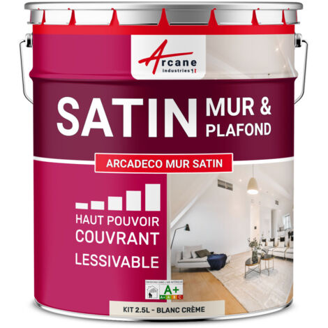 Peinture murale satin velours blanche - 2.5 L Blanc Crème - RAL 9001 - ARCANE INDUSTRIES