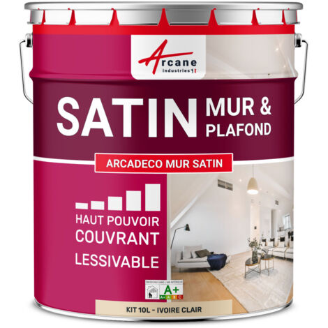 Peinture murale satin velours blanche - 10 L Ivoire Clair - RAL 1015 - ARCANE INDUSTRIES (1/5)
