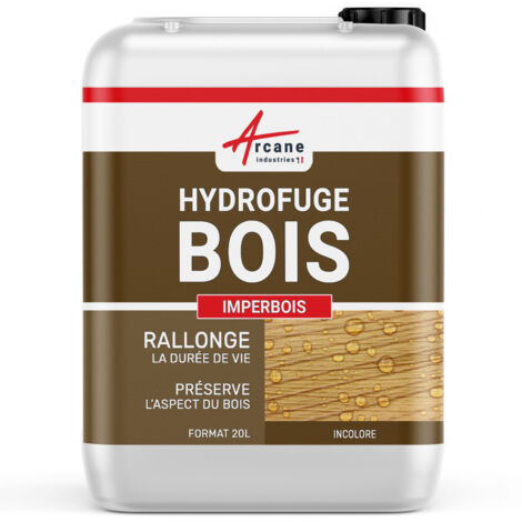Arcane Industries – Imperméabilisant hydrofuge pour bois extérieur 20 L – Protection maximale pour teck, pin, chêne – Surface jusqu'à 100 m²