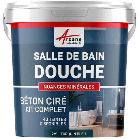 béton ciré, salle de bain, douche italienne, pièce d'eau, kit, beton, cire, salle de bains,  douche italienne - 2 m² (en 2 couches) Turquin Bleu - ARCANE INDUSTRIES