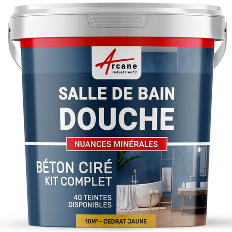 béton ciré, salle de bain, douche italienne, pièce d'eau, kit, beton, cire, salle de bains, douche italienne - 10 m² (en 2 couches) Cédrat Jaune - ARCANE INDUSTRIES