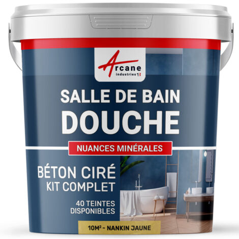 béton ciré, salle de bain, douche italienne, pièce d'eau, kit, beton, cire, salle de bains, douche italienne - 10 m² (en 2 couches) Nankin Jaune - ARCANE INDUSTRIES