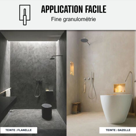 Béton ciré salle de bain douche italienne pièce d'eau KIT BETON CIRE SALLE DE BAINS - DOUCHE ITALIENNE - 2 m² (en 2 couches) Chinchilla Gris Beige - ARCANE INDUSTRIES