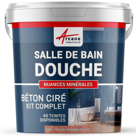 béton ciré, salle de bain, douche italienne, pièce d'eau, kit, beton, cire, salle de bains,  douche italienne - 10 m² (en 2 couches) Rocou Orange Cuivre - ARCANE INDUSTRIES