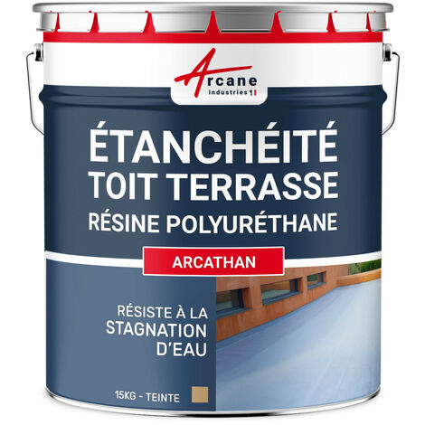 Arcane Industries – Résine d'étanchéité pour toiture terrasse 15 kg – Flexible et 100% étanche – Application facile sur béton, bois, PVC – Résistante au gel et à l'eau
