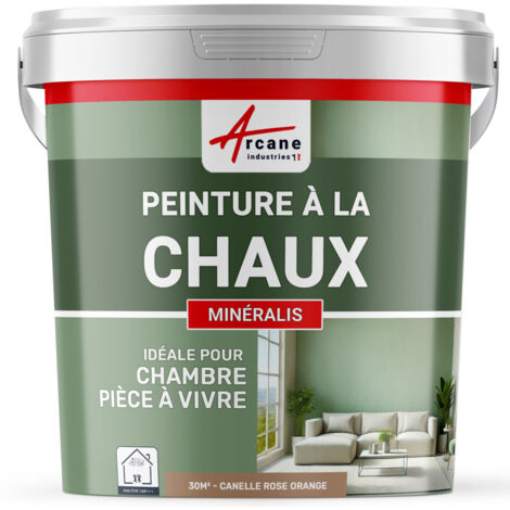 Peinture chaux, naturelle : peinture sans émanation, mineralis - 30 m² (5 kg en 1 couche) Canelle Rose Orange - ARCANE INDUSTRIES