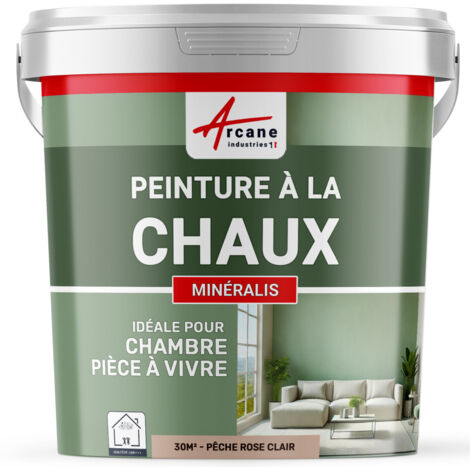 Peinture chaux, naturelle : peinture sans émanation, mineralis - 30 m² (5 kg en 1 couche) Pêche Rose Clair - ARCANE INDUSTRIES