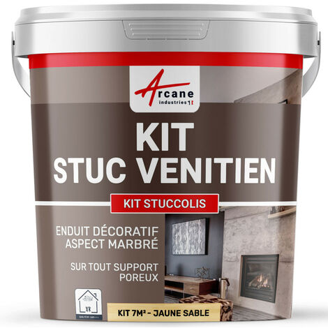 Kit stuc, venitien enduit, stucco, spatulable, décoratif, kit, stuccolis - kit jusqu'à 7 m² Jaune Sable - ARCANE INDUSTRIES (1/5)