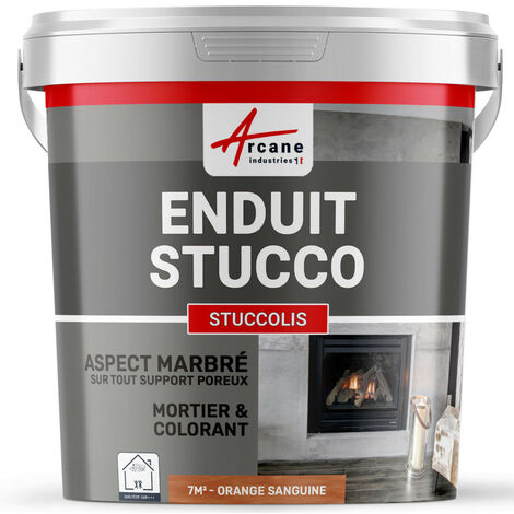 Mortier et teinte, stuc, sans primaire, ni finition : Stuccolis - kit jusqu'à 7 m² Orange Sanguine - ARCANE INDUSTRIES (1/2)