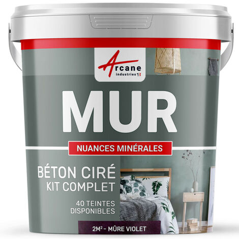béton ciré, mur, couleur, enduit décoratif, enkit, gris, blanc, beige - 2 m² - Mate Mure Violet - ARCANE INDUSTRIES (1/5)