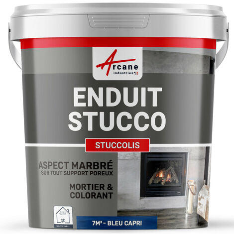 Mortier et teinte, stuc, sans primaire, ni finition : Stuccolis - kit jusqu'à 7 m² Bleu Capri - ARCANE INDUSTRIES