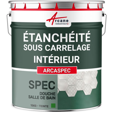 Arcane Industries – Imperméabilisant sous carrelage 15 kg – Résine liquide granuleuse pour douches et cuisines – Application facile sur supports variés