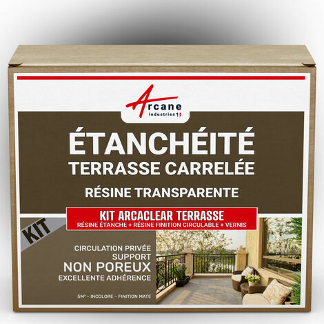 Étanchéité transparente, terrasse, carrelée, résine, produit translucide, carrelage, balcon - 5 m², circulation privée, support non poreux Finition Mate - ARCANE INDUSTRIES (1/5)