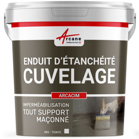 Arcane Industries – Enduit d'étanchéité hydrofuge pour béton – Résistant à la corrosion – Application en sous-sol et fondations – 5 kg Blanc (1/3)