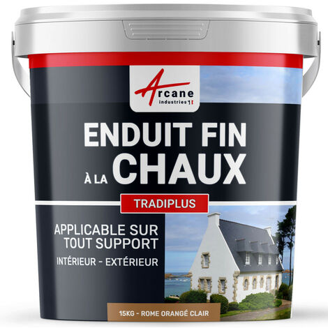 Enduit fin à la chaux, décoration, intérieure, extérieur, maison : Tradiplus - 15 kg (jusqu'à 14 m²) Rome - Orangé Clair - ARCANE INDUSTRIES