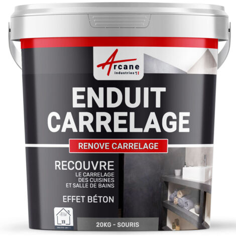 Enduit carrelage, salle de bain, cuisine, mural et sol, recouvre et rénove, faïence, masquage,  renove carrelage - 20 kg (environ 13 m²) Souris - ARCANE INDUSTRIES