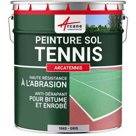 Peinture pour court de tennis, béton, poreux, couleur ligne, rénovation, anti dérapant, salle de sport : Arcatennis - 15 kg (jusqu'à 30 m² en 2 couches) Gris - ARCANE INDUSTRIES