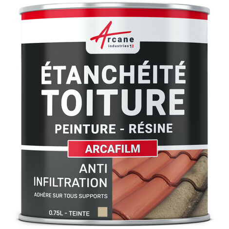 Arcane Industries – Résine d'étanchéité pour toiture en pente 0.75 L – Revêtement élastique pour tuile et béton – Application facile en 2 couches