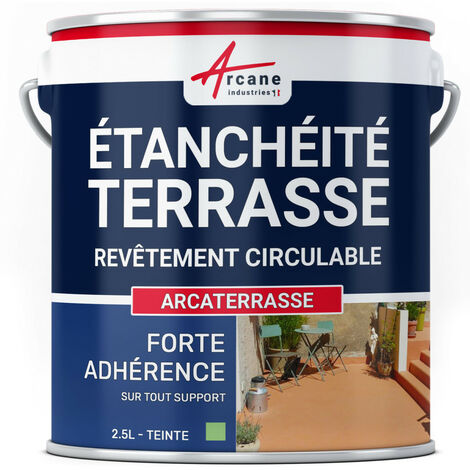 Arcane Industries – Peinture étanchéité terrasse 2.5 L – Résine colorée anti-dérapante pour béton et ciment – Application facile en extérieur