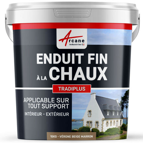 Enduit fin à la chaux, décoration, intérieure, extérieur, maison : Tradiplus - 15 kg (jusqu'à 14 m²) Vérone - Beige Marron - ARCANE INDUSTRIES (1/5)