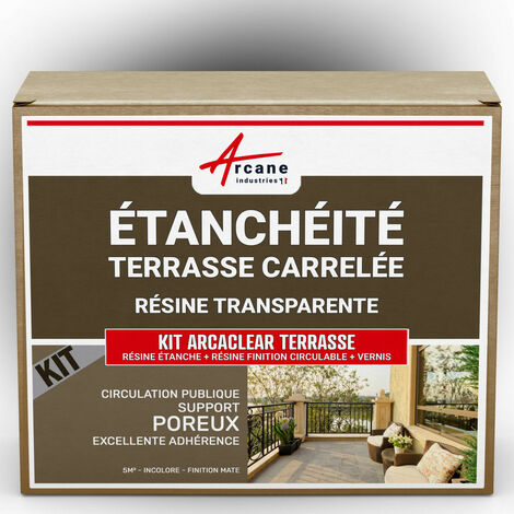 Étanchéité transparente, terrasse, carrelée, résine, produit translucide, carrelage, balcon - 5 m², circulation publique, support poreux Finition Mate - ARCANE INDUSTRIES