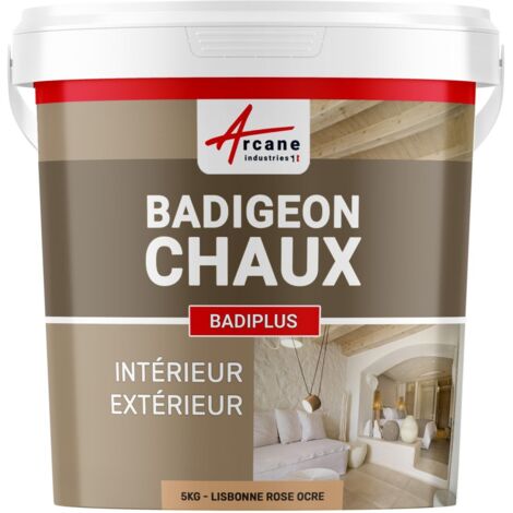 Badigeon à la chaux, décoration, intérieure et extérieur, maison : Badiplus - 5 kg (jusqu'à 25 m²) Lisbonne - Rose Ocre - ARCANE INDUSTRIES