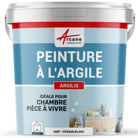Peinture argile, naturelle, decoration, chambre, enfant, argilis - 60 m² (2x5 kg en 1 couche) Persan Blanc - ARCANE INDUSTRIES (1/3)