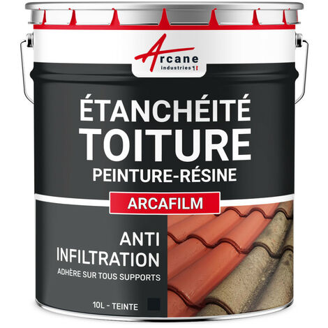 Arcane Industries – Peinture d'étanchéité pour toiture en pente 10 L – Résine élastique pour matériaux poreux – Résistance intempéries et UV