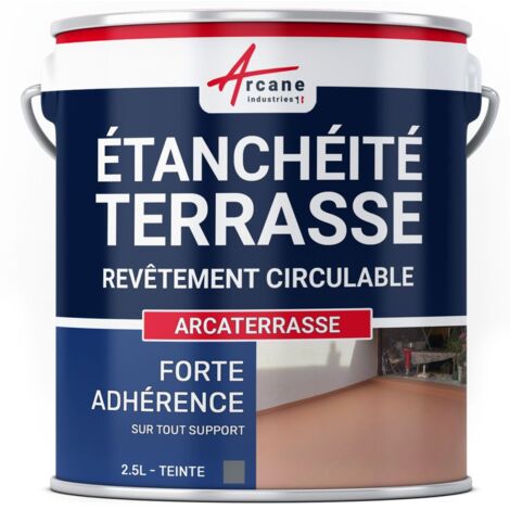 Arcane Industries – Résine d'étanchéité colorée pour terrasse – 2.5 L gris basalte – Excellente résistance aux UV et intempéries – Application sur béton et ciment