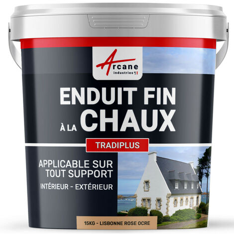 Enduit fin à la chaux, décoration, intérieure, extérieur, maison : Tradiplus - 15 kg (jusqu'à 14 m²) Lisbonne - Rose Ocre - ARCANE INDUSTRIES