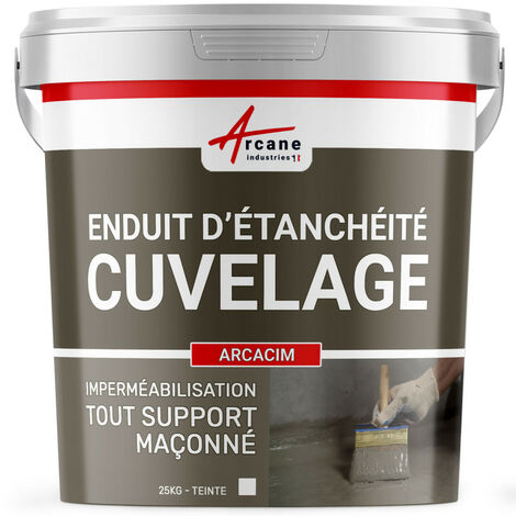 Arcane Industries – Enduit d'étanchéité hydrofuge pour béton et maçonnerie – Protection contre l'eau – Résistance à la compression 32.5 – 25 kg Blanc