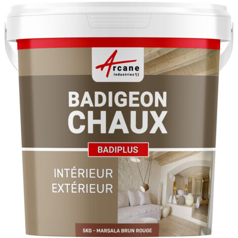 Badigeon à la chaux, décoration, intérieure et extérieur, maison : Badiplus - 5 kg (jusqu'à 25 m²) Marsala Brun Rouge - ARCANE INDUSTRIES