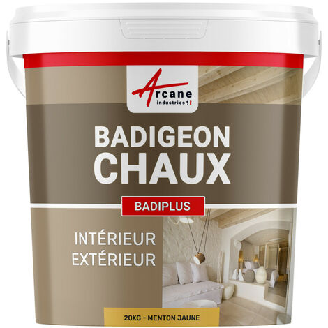 Badigeon à la chaux, décoration, intérieure et extérieur, maison : Badiplus - 20 kg (jusqu'à 100 m²) Menton Jaune - ARCANE INDUSTRIES (1/3)