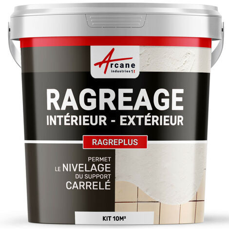 Arcane Industries – Mortier de ragréage pour sol et mur – Nivelle et masque joints – Pour béton, carrelage, petites surfaces – Kit 10 m²