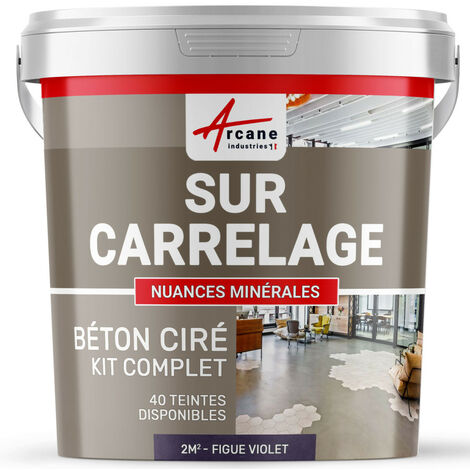 Béton ciré sur carrelage, cuisine, salle de bain, mural, sol, plan de travail, décoratif, revêtement, douche, kit - 2 m² (en 2 couches) Figue - ARCANE INDUSTRIES