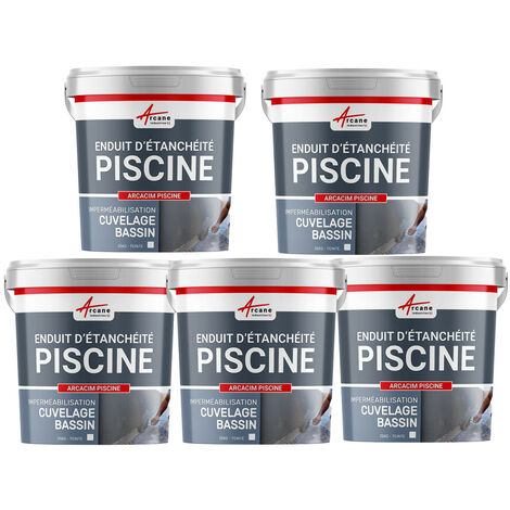 Enduit de cuvelage, piscine,  enduit, hydrofuge, pour étanchéité, piscine, et bassin : Arcacim piscine - Offre Spéciale : 5 x 25 Kg Gris - ARCANE INDUSTRIES