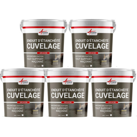 Enduit d'etanchéité, hydrofuge, enduit de cuvelage, pour béton, support maçonné : Arcacim - Offre Spéciale : 5 x 25 Kg Gris - ARCANE INDUSTRIES (1/2)
