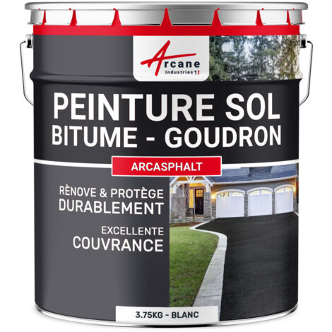 Arcane Industries – Peinture bitume élastomère acrylique 3.75 kg – Haute résistance à l'eau – Couverture jusqu'à 7.5 m² en 2 couches – Pour béton et asphalte