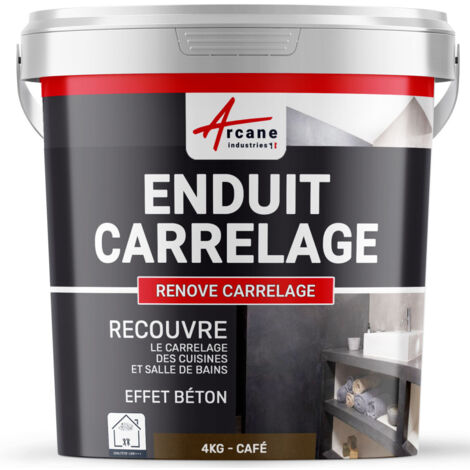 Enduit carrelage, salle de bain, cuisine, mural et sol, recouvre et rénove, faïence, masquage, renove carrelage - 4 kg (environ 2,6 m²) Café - ARCANE INDUSTRIES