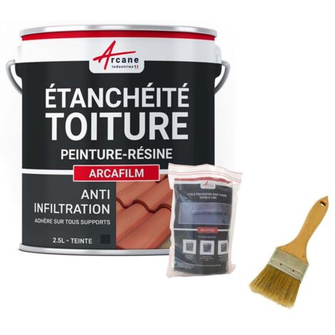 Réparation, étanchéité, tuile, gouttière, cheneau, trou, fissure, souche, cheminée, ardoise : Arcafilm pack - 2.5 L (jusqu'à 1.5 m²) Ardoise - ARCANE INDUSTRIES
