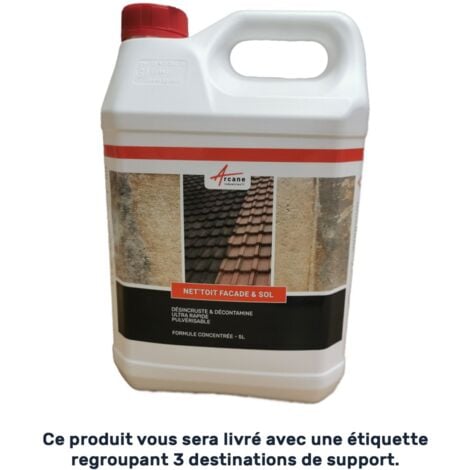 Nettoyant flash pour toiture tuile, béton, ardoise, terre cuite ACTION ULTRA RAPIDE - 5 L  - ARCANE INDUSTRIES