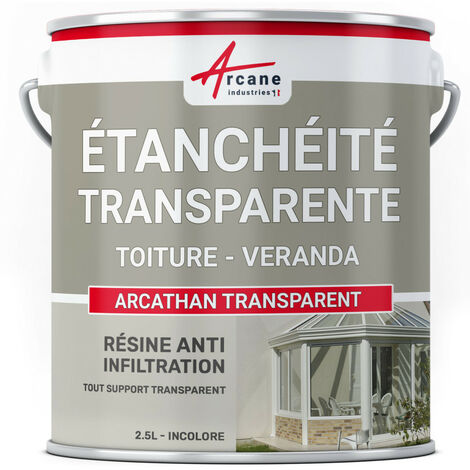 Arcane Industries – Résine d'étanchéité transparente 2.5 L – Pour toitures en pente, verrières et tuiles de verre – Revêtement élastique durable