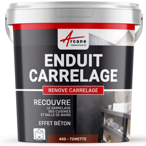 Arcane Industries – Enduit de façade rénovation carrelage 4 kg – Pour salles de bain et cuisines – Application directe sur carrelage – Rendement 2,6 m²