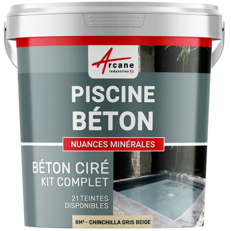 Enduit piscine, béton ciré, revetement piscine - 8 m² Chinchilla Gris Beige - ARCANE INDUSTRIES