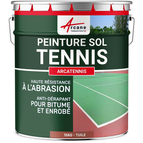 Peinture pour court de tennis, béton, poreux, couleur ligne, rénovation, anti dérapant, salle de sport : Arcatennis - 15 kg (jusqu'à 30 m² en 2 couches) Tuile - ARCANE INDUSTRIES