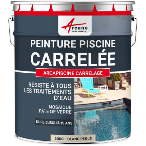 Peinture piscine carrelage - 20 kg (jusqu'à 65m² en 2 couches) Blanc Perlé - RAL 1013 - ARCANE INDUSTRIES (1/5)