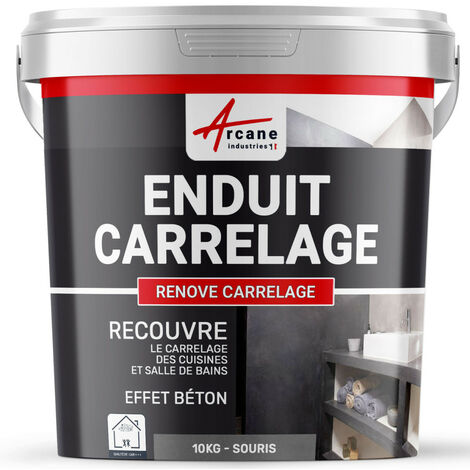 Enduit carrelage, salle de bain, cuisine, mural et sol, recouvre et rénove, faïence, masquage,  renove carrelage - 10 kg (environ 6,5 m²) Souris - ARCANE INDUSTRIES