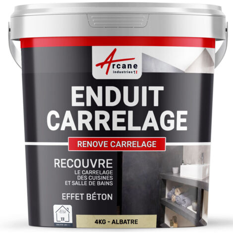 Enduit carrelage, salle de bain, cuisine, mural et sol, recouvre et rénove, faïence, masquage,  renove carrelage - 4 kg (environ 2,6 m²) Albatre - ARCANE INDUSTRIES